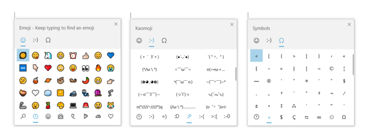 The new kaomojis (Source: Microsoft)