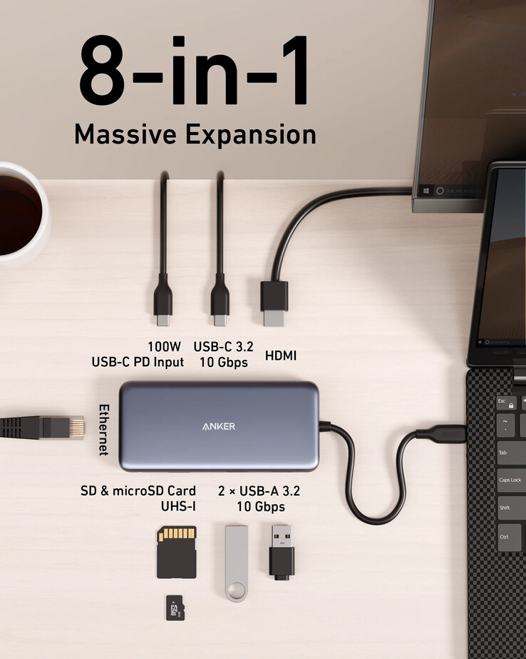 The Anker 555 USB-C Hub (8-in-1). (Image source: Anker)