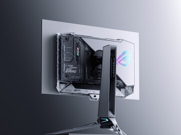 The ROG Swift OLED PG27AQWP-W has a unique transparent back design. (Image source: Asus)