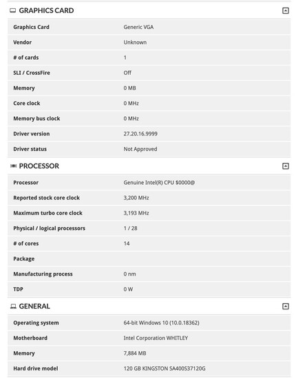 Specs (Source: 3DMark)