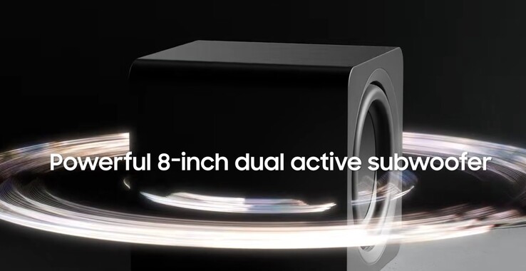 The subwoofer features an 8-inch dual active subwoofer