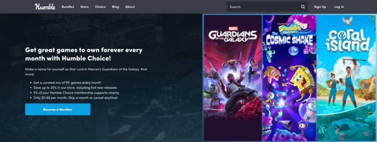 With the Humble Choice subscription, you also get up to 20% discount on Humble Bundle's game store. (Image source: Humble Bundle)