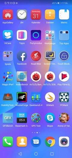 Some of the pre-installed apps and our test apps