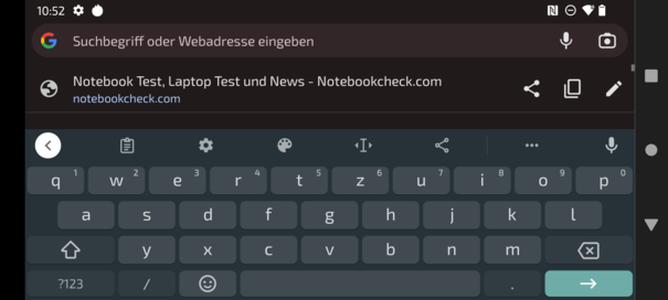 Keyboard in landscape mode