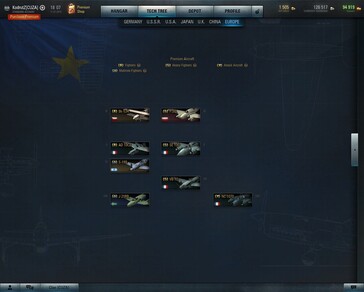 World of Warplanes 2.1 Europe tech tree (Source: Own)