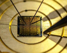 A gold chip containing the  scannable graphene-based ID. (Source: Lancaster University)