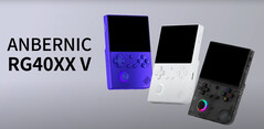 Anbernic plans to offer the RG40XX V in black translucent, indigo and white colourways, all with RGB backlighting. (Image source: Anbernic)