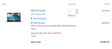 Top-end XPS 15 Touch. (Image source: Dell)