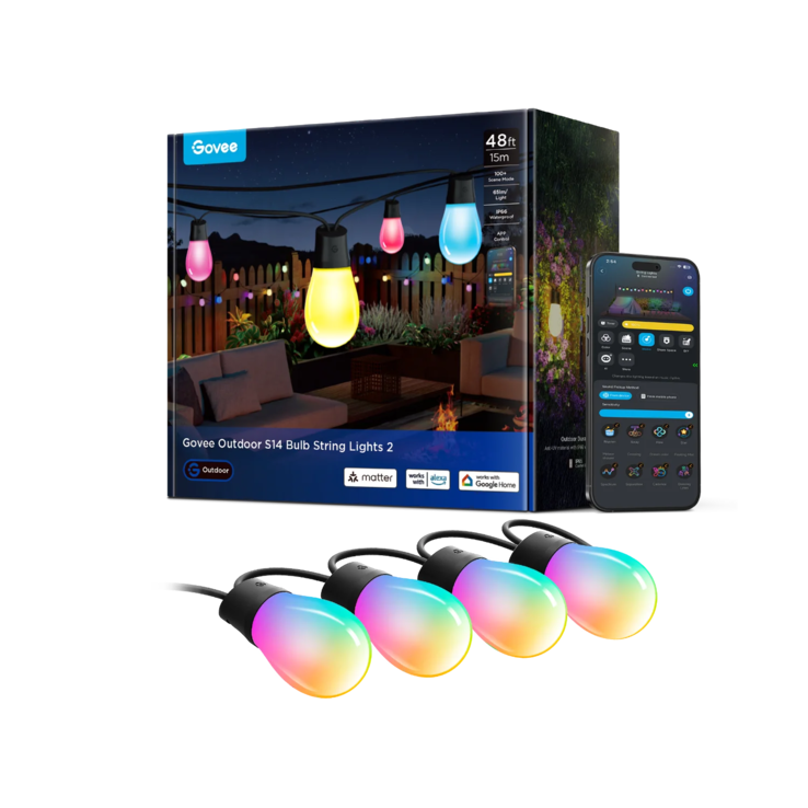 The Govee Smart Outdoor S14 Bulb String Lights 2. (Image source: Govee)