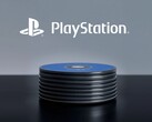 PlayStation logo shown above PS5 discs on desktop