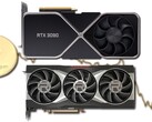 Retail prices for RTX 30 and RX 6000 GPUs have fallen in line with Ethereum's market value. (Image source: Nvidia/AMD/Unsplash/Coinbase - edited)