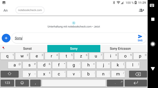 Using the keyboard in landscape mode