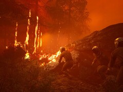 Image from the game Icarus showing a forest fire. (Image source: Steam)