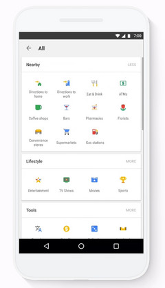 The new tappable shortcuts provide convenient access to information and tools. (Source: Google)