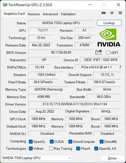 GPU-Z Nvidia T550