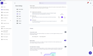 Power profile and charge settings