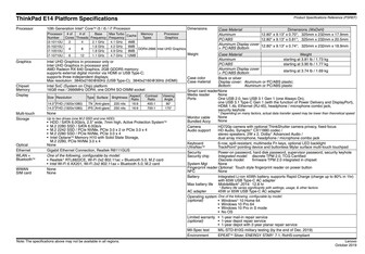 specifications Lenovo ThinkPad E14