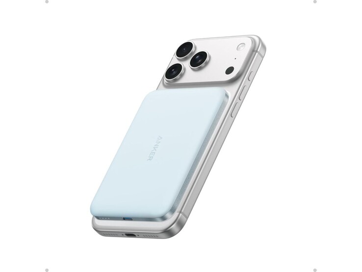 The Anker Nano Power Bank (5K, MagGo, Slim) in blue