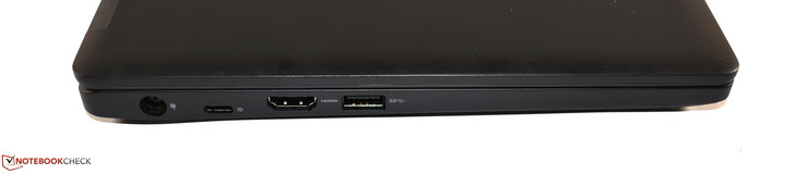Left: power connection, USB 3.1 Gen1 Type C, HDMI, USB 3.0 Type A