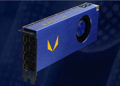 A gold logo is found on AMD&#039;s Radeon Vega Frontier Edition card. (Image source: AMD)