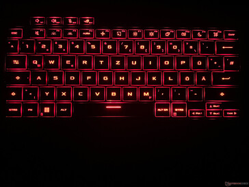 Backlit keyboard (here, for example, in red)