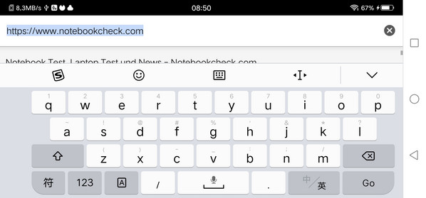 Keyboard in landscape mode