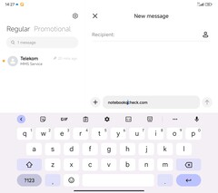 Keyboard layout (GBoard) - main display - landscape mode