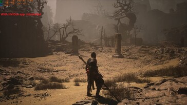 Nvidia app reducing performance in Black Myth: Wukong. (Image source: Sebastian Castellanos)