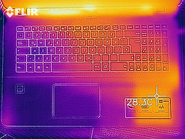 Heat distribution of the upper side (at idle)