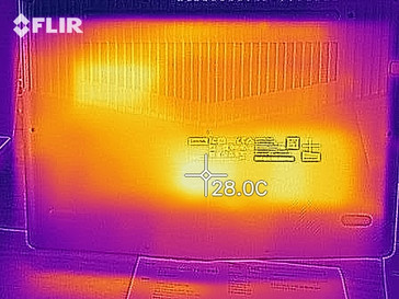 Thermal imaging of the bottom case at idle