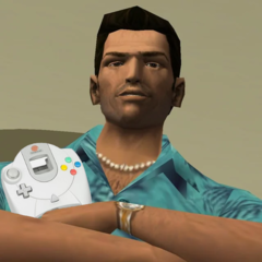 Grand Theft Auto: Vice City is now on the Sega Dreamcast, unofficially. (Image source: Grand Theft Auto: Vice City and Sega, w/ edits)