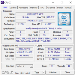 The iMac Pro uses a throttled version of the Xeon W 2145 (Xeon W-2140B).