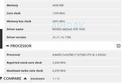 The NVIDIA GTX 1650 and the Core i7-9750H make an appearance on 3DMark. (Source: TUM_APISAK on Twitter)