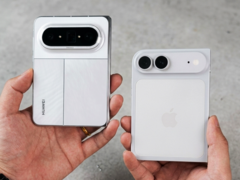 Huawei Pura X Max next to an iPhone Ultra/Fold dummy.