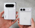 Huawei Pura X Max next to an iPhone Ultra/Fold dummy.