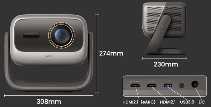 JMGO N3 Ultimate dimensions and ports.