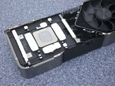 The alleged RTX 4090 Founders Edition body showing one of its two large fans. (Image source: Chiphell)