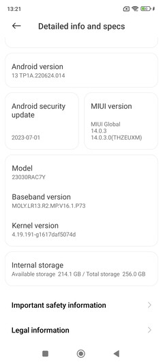 Software on the Xiaomi Redmi Note 12S