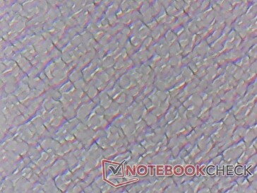 Durabook R11 rugged tablet display captured with a microscope. The RGB layer is under a thick layer of glass or plastic which obscures the subpixels. Picture quality is grainier as a result