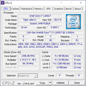 thông số CPUZ Dell XPS 13 9310 4k (2021)