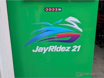 Custom sticker applied on final surface.