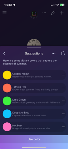 The iConnectHue 5.6 Colors by Description feature. (Image source: iConnectHue)