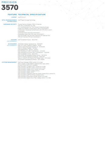 Dell Precision 3570 - Specifications - Contd. (Source: Dell)