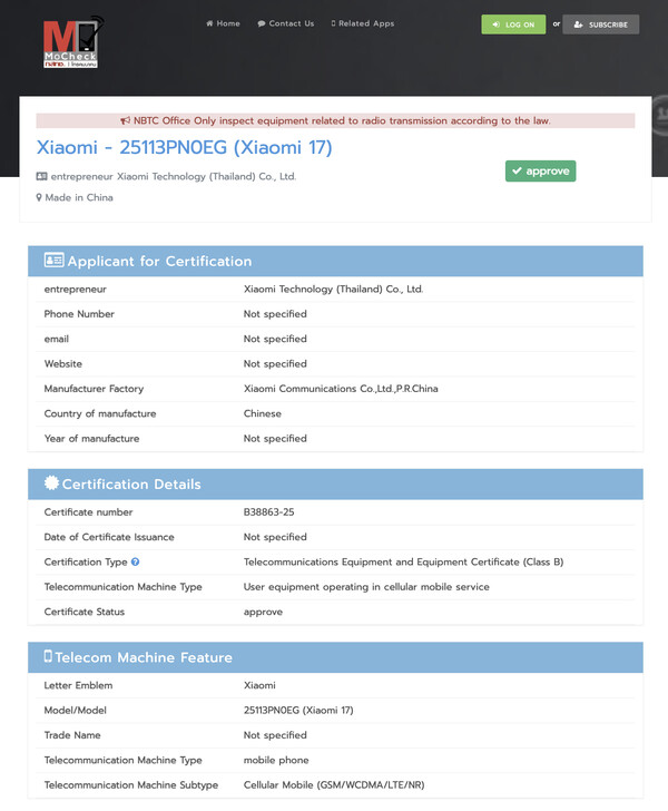 (Image source: NBTC)