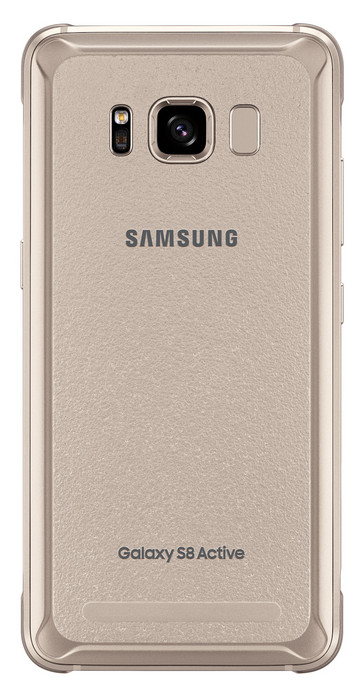 Galaxy S8 Active in gold. Again the rear helps highlight the rugged features of this phone. (Source: Samsung)