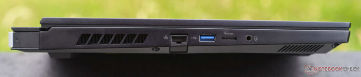 Left: Gigabit RJ45, USB-A 3.1, microSD card reader, audio jack
