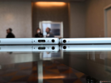 ARM (right) vs. Intel (left). The Intel model is slightly thicker in order to accommodate the larger Core Y chipset
