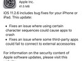 Apple has released a patch for the Indian character bug that causes severe crashes on all platforms.