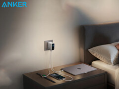 The new Anker Prime 160 W wall charger will reportedly feature three ports. Pictured - the 140 W Laptop Charger charging an Apple Watch, an iPhone and a MacBook. (Image source: Anker - edited)