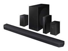 The Samsung HW-Q910D soundbar (pictured) is accompanied by wireless rear speakers provide true surround sound. (Image source: Samsung)